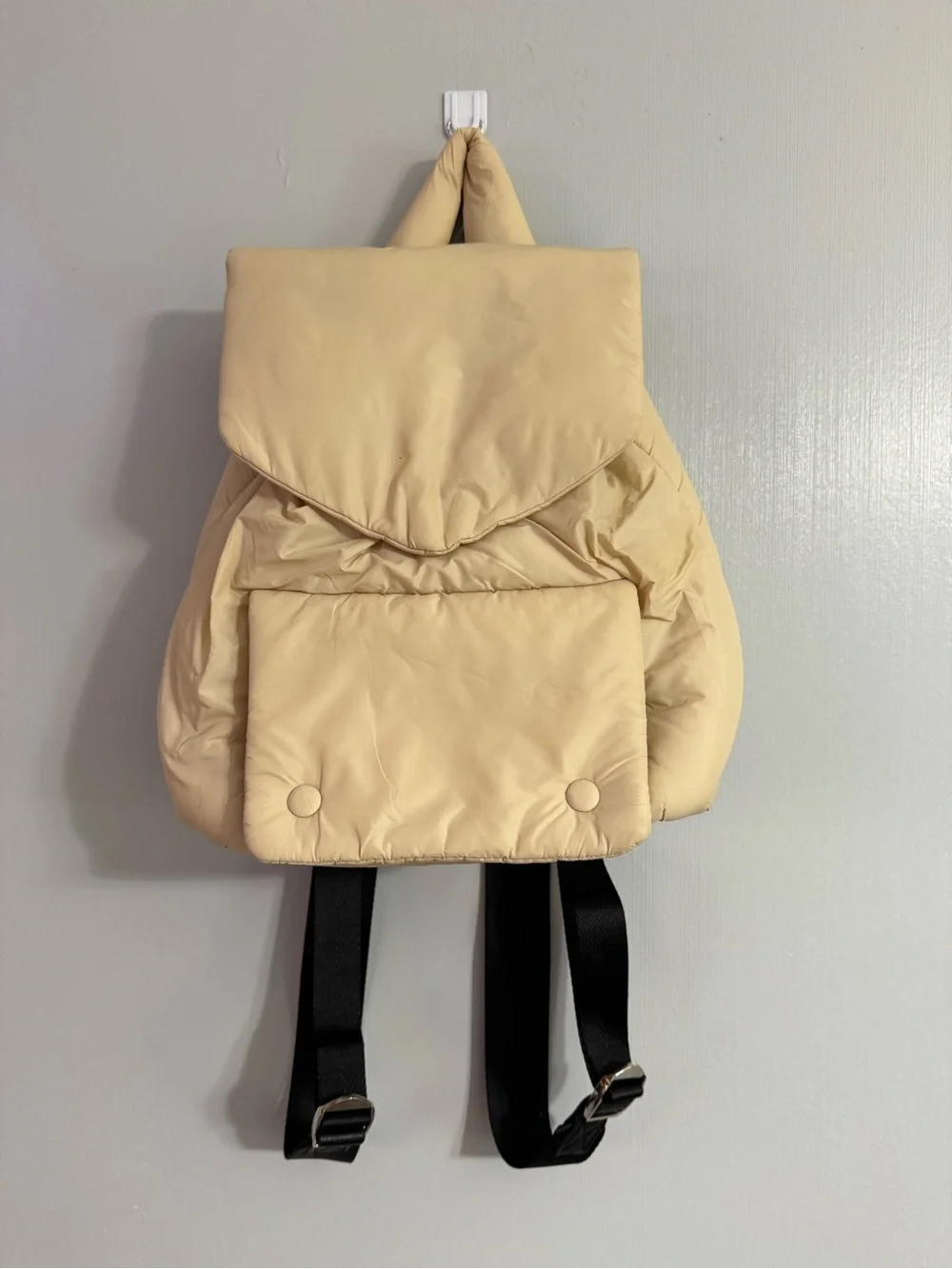 Zara Cream Puffer Small Backpack